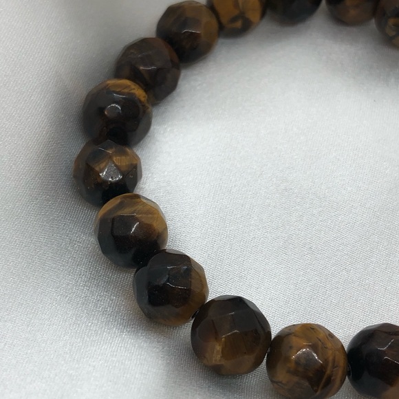 🆕 Men Stretch Bracelet Beaded With Tigers Eye - Picture 2 of 4